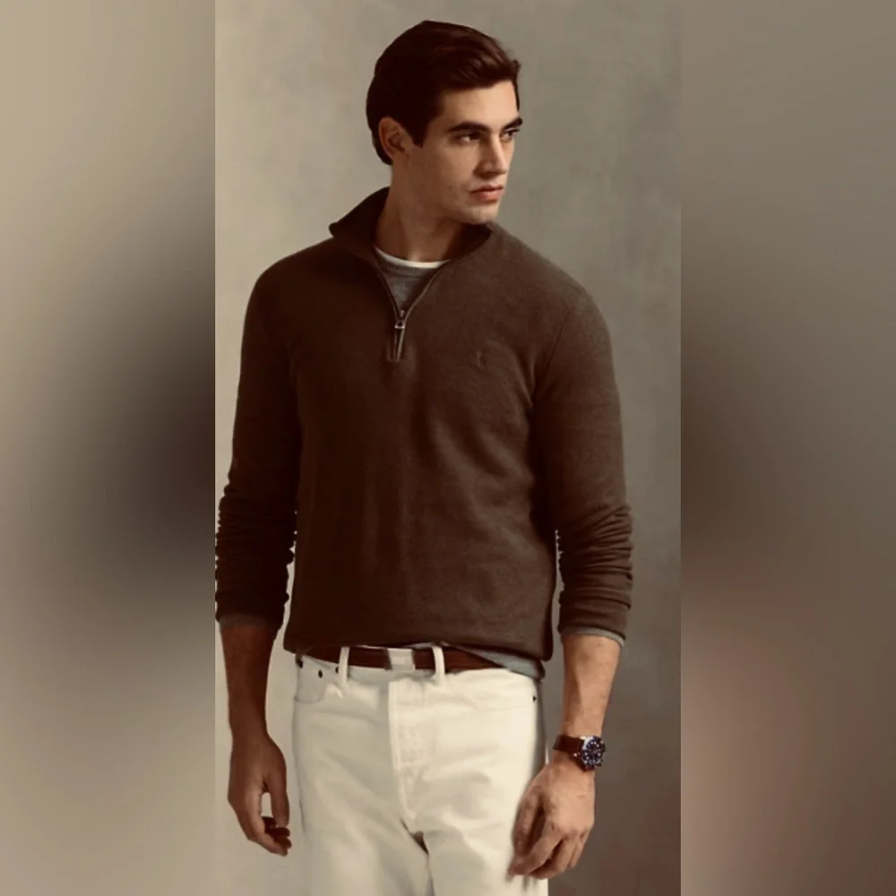 Ralph Lauren Purple Label Dark Brown Zip-Up Sweater